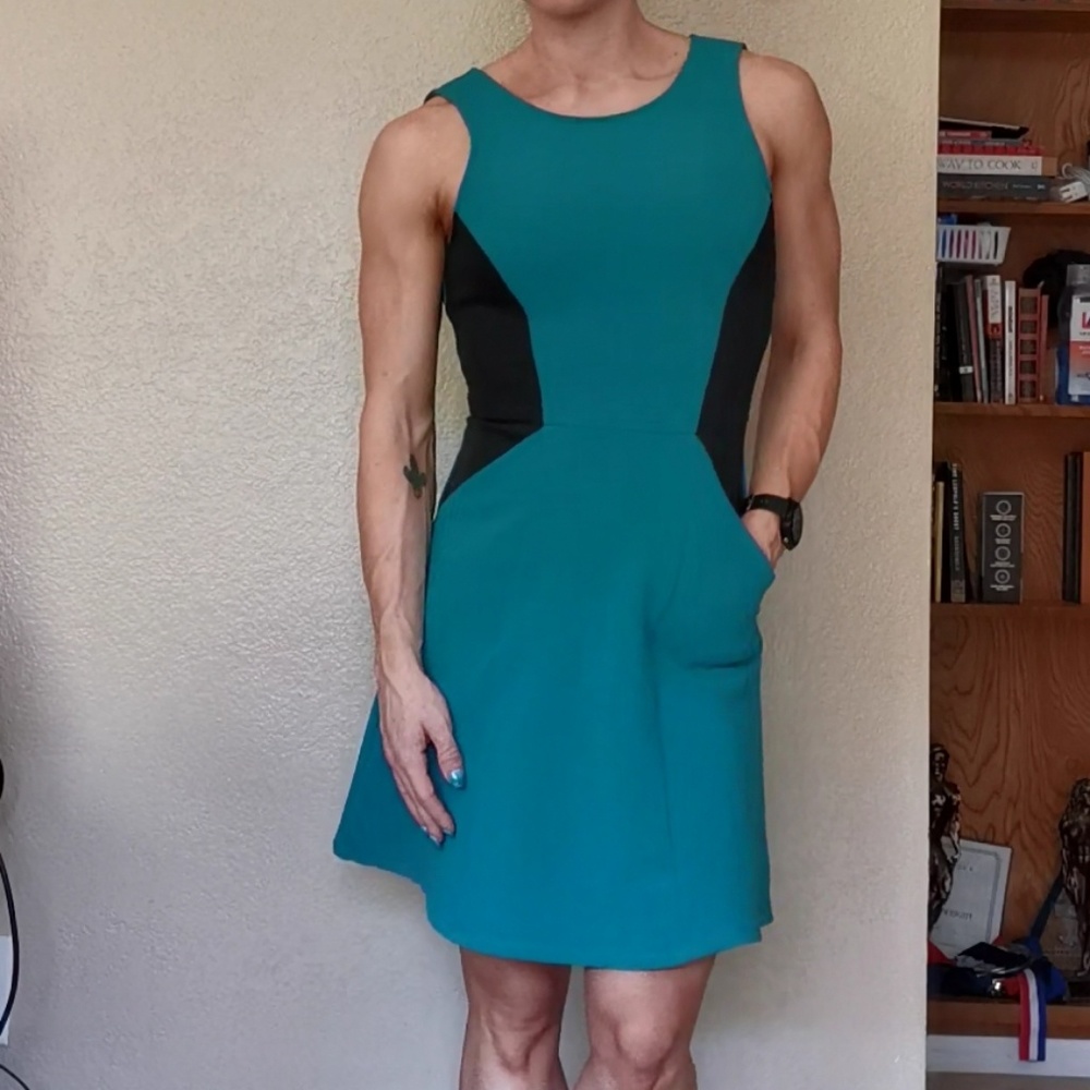 Teal Colorblock Mossimo A-line dress